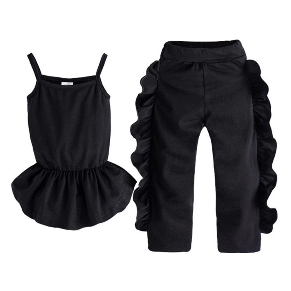 2pc Black Ruffle Set